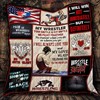 Wrestling fans will love this My Wrestler Pain is Weakness Leaving the Body quilt blanket