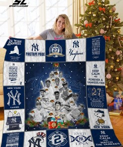 Yankees Christmas New York Yankees Team Quilt Blanket - Festive Blanket for Baseball Fans