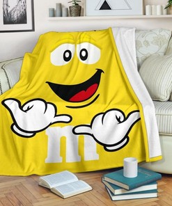 Yellow M&M Fleece Blanket Gift - Fun and Colorful Sofa Throw Blanket