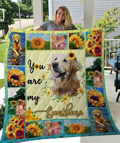 You Are My Sunshine Golden Retrieve Family Inspired Quilt Bedding Set