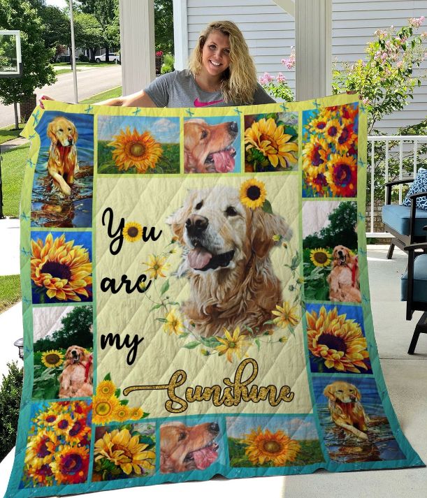You Are My Sunshine Golden Retrieve Family Inspired Quilt Bedding Set