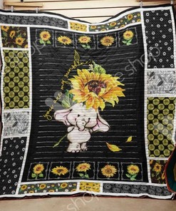 You Are My Sunshine Sunflower Elephant Quilt Blanket - Adorable Blanket for Elephant Lovers