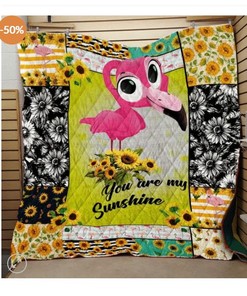 You Are My Sunshine Sunflower Flamingo Quilt Blanket - Vibrant and Playful Blanket for Any Room