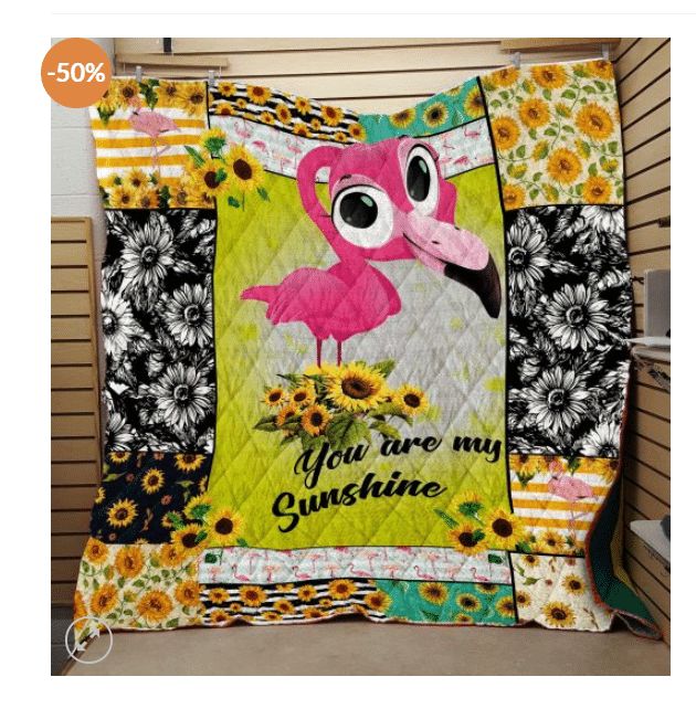 You Are My Sunshine Sunflower Flamingo Quilt Blanket - Vibrant and Playful Blanket for Any Room