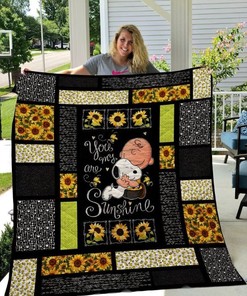 You Are My Sunshine with Snoopy Quilt Blanket - Personalized Gifts