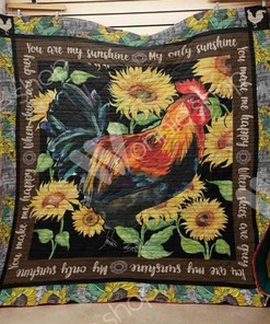 You Make Me Happy Chicken Sunflower Quilt Blanket - Charming and Comfy Blanket for Your Home