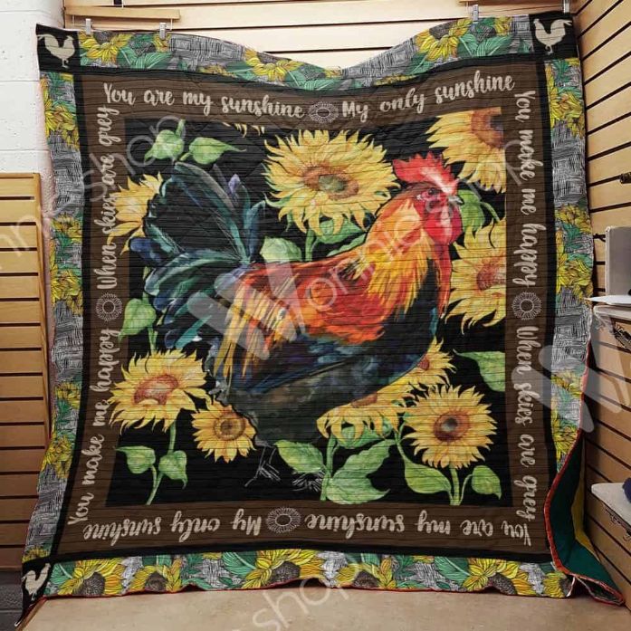 You Make Me Happy Chicken Sunflower Quilt Blanket - Charming and Comfy Blanket for Your Home