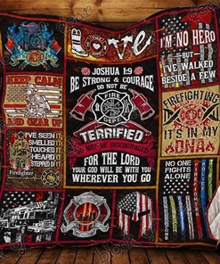 Your God Will Be With You Firefighter Vintage Quilt Bedding Set