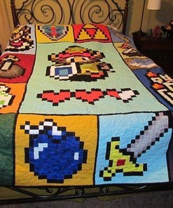 Zelda Fabric Quilt Bedding Set - Vintage Blanket for Video Game Lovers