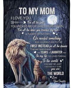 ‘Thank You Fleece Blanket for Moms from Daughters – Wolf Themed