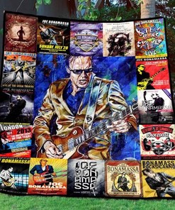 joe bonamassa Quilt Blanket with Blues Rock Artwork