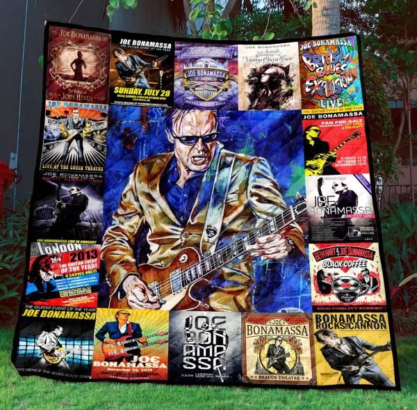 joe bonamassa Quilt Blanket with Blues Rock Artwork