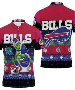 2020 Christmas Grinch In Toilet Knitting Pattern 3D Buffalo Bills Polo Jersey Shirt