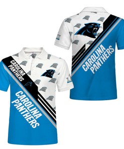 3D All Over Print Polo Shirt - Carolina Panthers Casual Style For Fans With Polo Collar