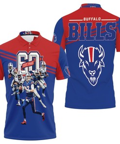 3D Buffalo Bills 60Th Anniversary And 2021 Afc East Division Champs Polo Shirt