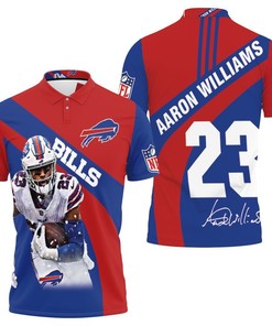 3D Buffalo Bills Number 23 Aaron Williams With Sign Polo Collar Shirt