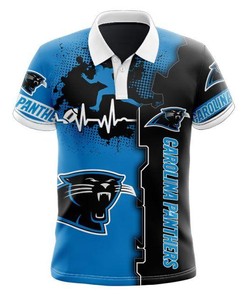 3D Button Up Polo Shirt With Carolina Panthers - Gift For Fans With Athleisure T-Shirt