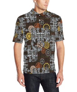 3D Mechanic Print Design Polo Shirt - Perfect For Sporty Men