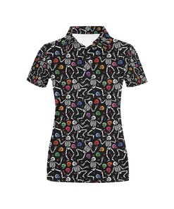 3D Skeleton Print Women'S Polo Shirt - Perfect Gift For Fans Of Skeletons And Fashion