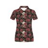 3D Skull And Roses Print Women'S Polo Shirt - Perfect Gift For Fans Of Skulls And Unique Fashion Statements