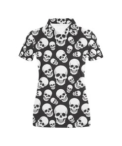 3D Skull Print Women'S Polo Shirt - Perfect Gift For Fans Of Skulls And Innovative Style