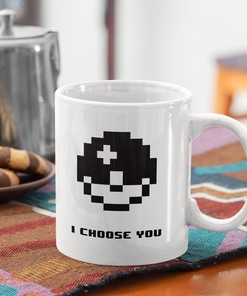 8 Bit Gamer Geek Valentines Day Coffee Mug - I Choose You with Christmas & Holiday Gift Ideas
