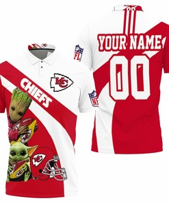 Afc West Champions 2020 Nfl Baby Yoda Baby Groot Hug Ball Polo Shirt - Gift For Kansas City Chiefs Fans
