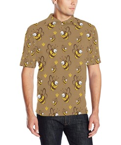 All Over Print Bee Pattern Polo Shirt For Men - A Standout Polo Shirt Design For Bee Lovers.