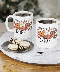 All You Need Is Coffee Ceramic Mug Set, Simple and Lovely Valentines Day Coffee Mug