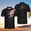American Flag Bowling Black Pattern Polo Shirt - Fan Gift For Bowlers