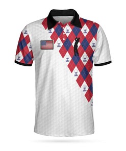 American Flag Golf Argyle Pattern Polo Shirt - 3D Short Sleeve Fan Gift