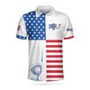 American Flag Golf Texture Skull American Flag Golf Polo Shirt - 3D - Perfect Fan Gift