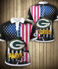 American Flag Green Bay Packers 3D Polo Shirt - Support Your Team And Your Country