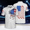 American Flag Hockey Net Pattern Polo Shirt - Best Gift For Fans