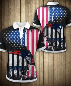 American Flag Polo Shirt For Patriotic New England Patriots Fans