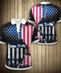 American Flag Seattle Seahawks Polo Shirt - A Patriotic Fan Gift