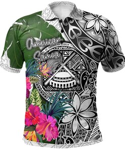 American Samoa Turtle Plumeria Banana Leaf White Polo Shirt For Tropical Fans