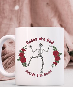 Anti Valentines Day Mug - Funny Skeleton Mug - Roses Are Red Mug - Valentine Mug Set - Double Mug