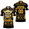 Baby Yoda Hugs Pittsburgh Steelers Football 2020 3D Personalized Polo Shirt - Ideal For Fans