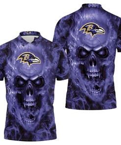 Baltimore Ravens Nfl Fans Skull 3D Polo Shirt - Show Your Attitude With Style