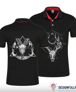 Baphomet Goat Skull And The Moon Gift Men'S Polo Shirt - Perfect Gift For Fans Of Skulls And Occult Fashion