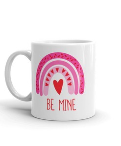 Be Mine Boho Rainbow Heart Mug Set - Boho Rainbow Mug Set - Matching Couple Gift Set For Valentine