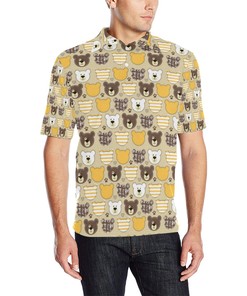 Bear Patchwork Pattern Print Design 01 Men'S Polo Shirt - Quirky And One-Of-A-Kind.
