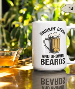 Bearded Coffee Mug, Drinking Beer for Beard Guy Cup, Funny Mug for Men, Mugs for Him, Man Mug, Mountain Man Gifts
