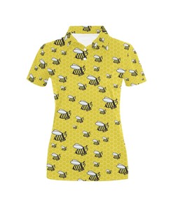 Bee Cute Print Design Women'S Polo Shirt - A Fun And Playful Gift For Bee And Polo Shirt Enthusiasts.