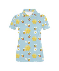 Bee Cute Women'S Polo Shirt With Print Design - A Cute And Personalized Polo Shirt For Women.