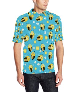 Bee Pattern Print Design Men'S Polo Shirt - A Bold And Trendy Polo Shirt For Men.