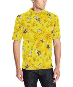 Bee Pattern Print Design Women'S Polo Shirt - A Perfect Polo Shirt Option For Women Who Admire Bees.