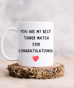 Best Match Ever - Funny Online Dating Anniversary Mug - Tinder Gift for Boyfriend