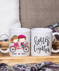 Better Together Couples Personalized Ceramic Mug, Perfect Valentines Day Gift Idea, Couple Mug